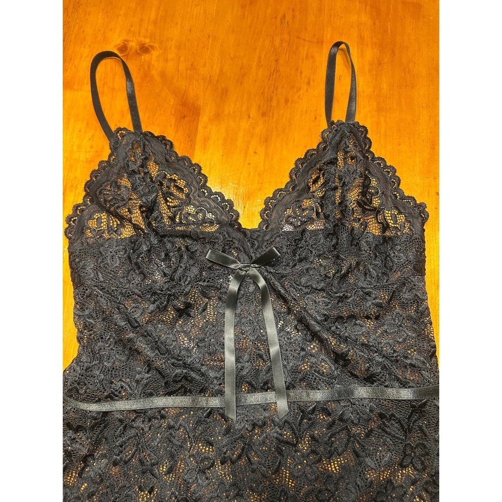 Y2K Coquette Whimsigoth Black Sheer Floral Lace Cami Sheer V-Neck Lingerie Top‎ - Picture 8 of 10